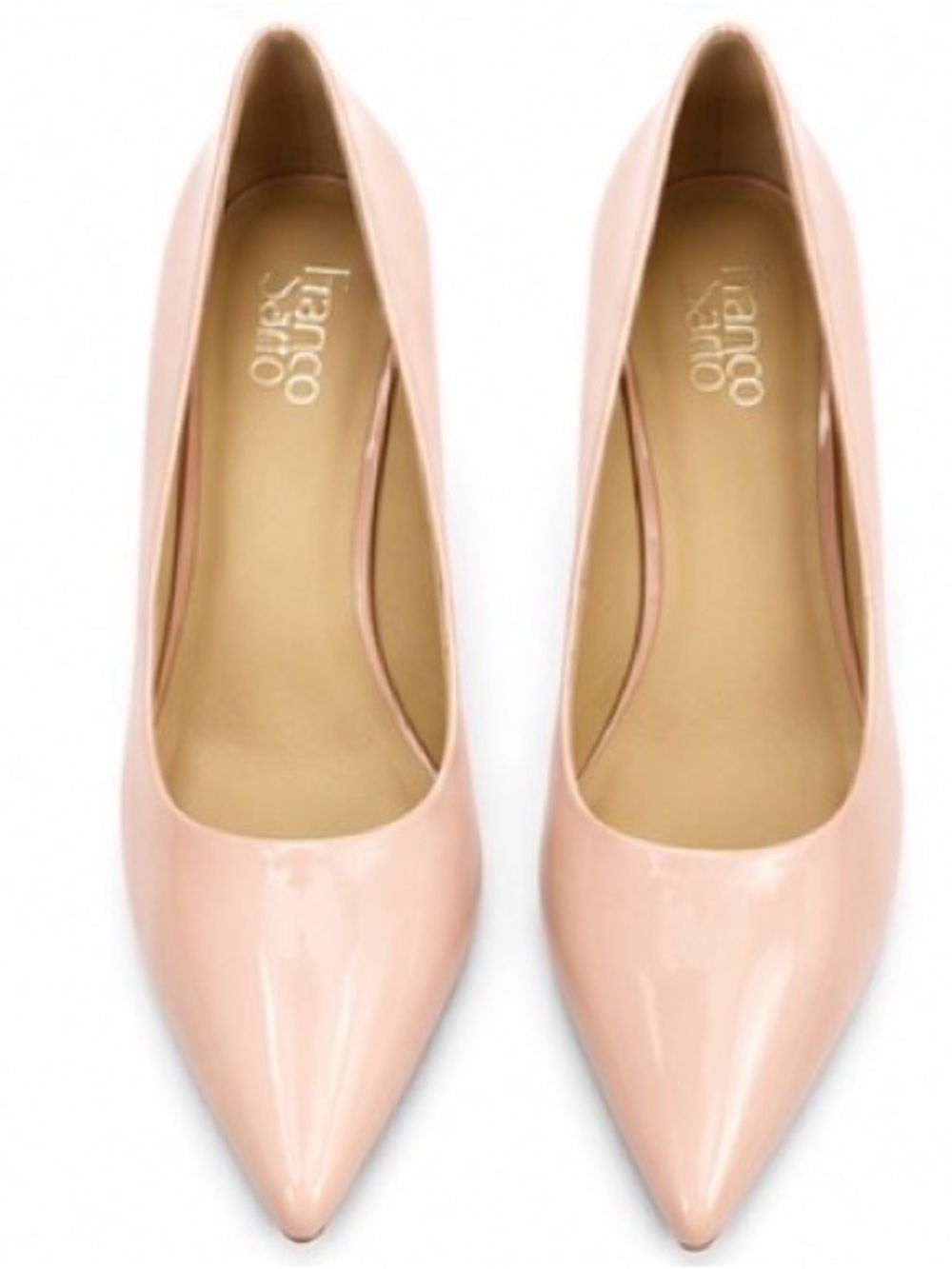 Franco Sarto Blush Pink Patent Pointed Toe Mid Heel Pump 9.5